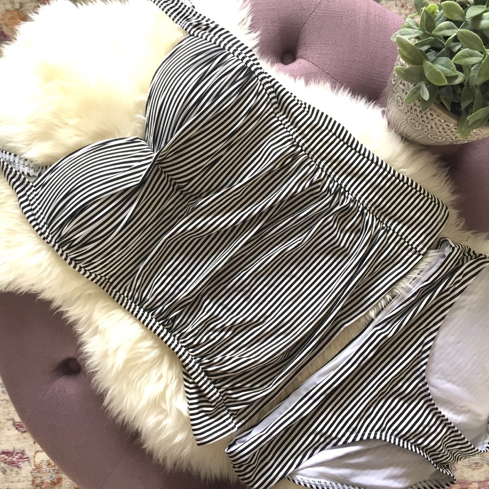 Niptuck Swim Black & White Striped Tankini